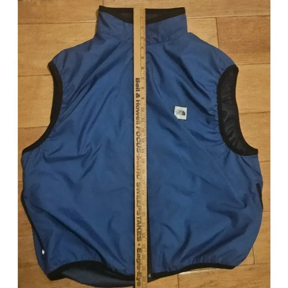 Vintage North Face Nylon Vest Mens XL Blue Black Zip Biking Running
